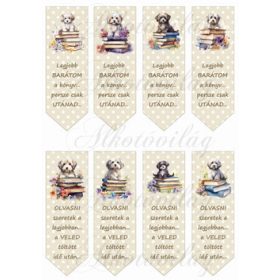   Cuki havanese kiskutyás könyvjelzők pöttyös - BÉZS alapon