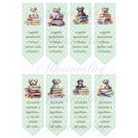   Cuki havanese kiskutyás könyvjelzők pöttyös - MENTA alapon