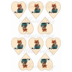 Cuki kézműves róka pöttyös szíveken - KICSIBEN