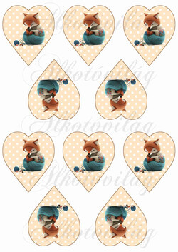 Cuki kézműves róka pöttyös szíveken - KICSIBEN