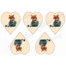 Cuki kézműves róka pöttyös szíveken