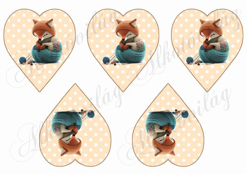 Cuki kézműves róka pöttyös szíveken