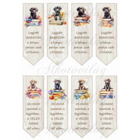 Cuki labrador kiskutyás könyvjelzők fa erezetes alapon