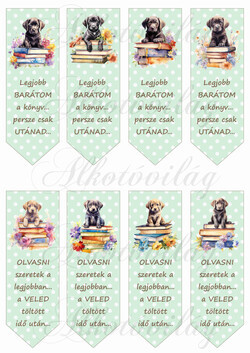 Cuki labrador kiskutyás könyvjelzők pöttyös - MENTA alapon