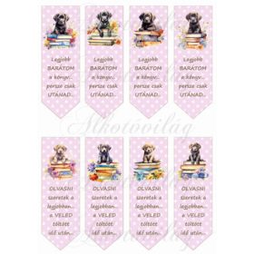   Cuki labrador kiskutyás könyvjelzők pöttyös - RÓZSASZÍN alapon