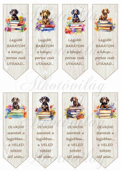 Cuki tacsis könyvjelzők fa erezetes alapon