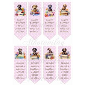 Cuki tacsis könyvjelzők pöttyös - RÓZSASZÍN  alapon