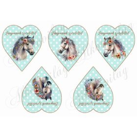   Lovak virágokkal LÁNYOMNAK SZERETETTEL felirattal pöttyös szíveken