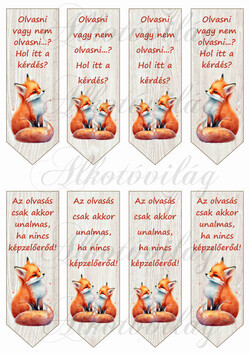 Könyvjelzők cuki rókákkal, feliratokkal