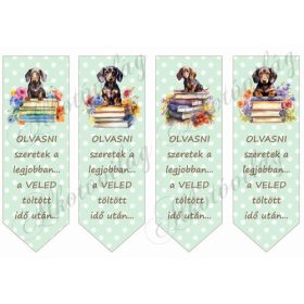 Könyvjelzők tacskó kutyusokkal, felirattal nagyban 2