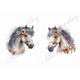 Lovak virágokkal 1,25 cm-es hímzőkerethez