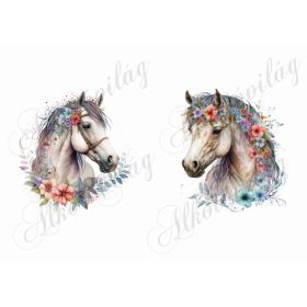 Lovak virágokkal 2 - 1,25 cm-es hímzőkerethez