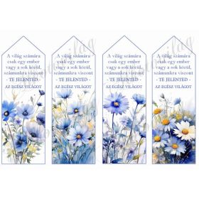Könyvjelzők kék színű virágokkal, IDÉZETTEL - NAGYBAN