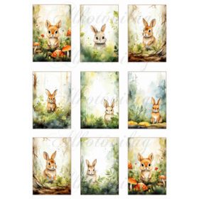 Cuki kézzel festett nyuszis kártyák - 8,5 x 5,5