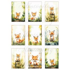 Cuki kézzel festett rókás kártyák - 8,5 x 5,5