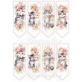   Könyvjelzők cicákkal és rózsákkal vintage stílusban - 13 x 4,3 cm