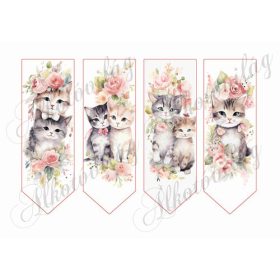   Könyvjelzők cicákkal és rózsákkal vintage stílusban - 16,5 x 5,5 cm