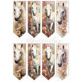 Könyvjelzők lovakkal és virágokkal - 13 x 4,3 cm