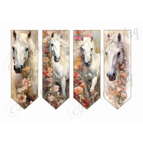 Könyvjelzők lovakkal és virágokkal - 16,5 x 5,5 cm