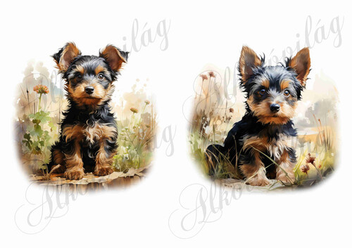Yorkie kutyusok kb. 15 x 14,5 cm
