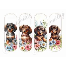   Könyvjelzők cuki tacskókkal és virágokkal - 16,5 x 5,5 cm