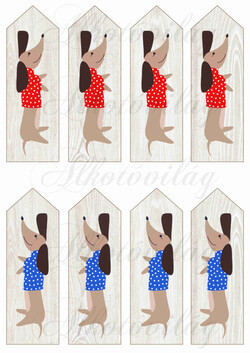 Könyvjelzők hátukon fekvő vicces tacskóval - 13 x 4,3 cm