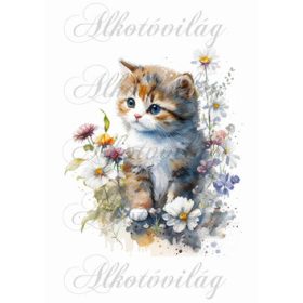 Cuki cica akvarell stílusban festve 2