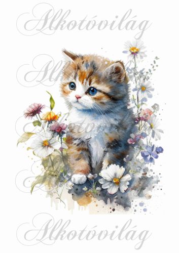 Cuki cica akvarell stílusban festve 2