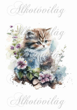 Cuki cica akvarell stílusban festve 3