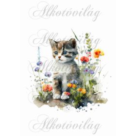 Cuki cica akvarell stílusban festve 4