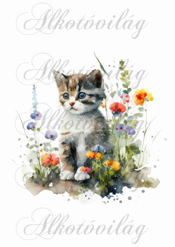 Cuki cica akvarell stílusban festve 4
