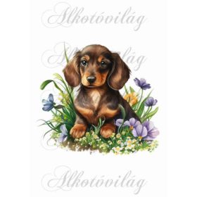 Tacskó kutyus virágokkal 1