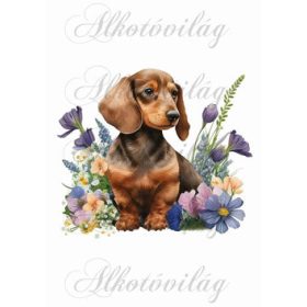 Tacskó kutyus virágokkal