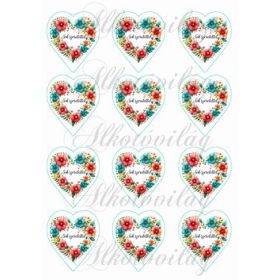   Csodás szívek virágokból - SOK SZERETETTEL felirattal - 6,5 cm