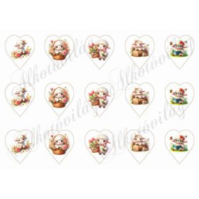 Tüneményes báránykák 5 x 4,5 cm-es szívekben