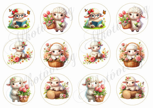 Tüneményes báránykák 6 cm-es körökben