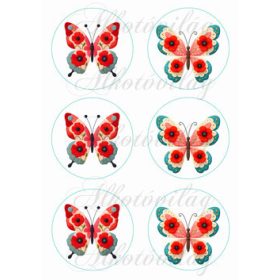 Patchwork pillangó pipacsokkal - 9 cm-es körökben