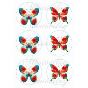 Patchwork pillangó pipacsokkal 2 - 9 cm-es körökben