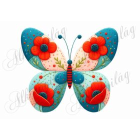 Patchwork pillangó pipacsokkal 2 - kb. 18 cm magas