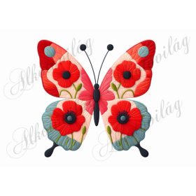 Patchwork pillangó pipacsokkal 4 - kb. 18 cm magas