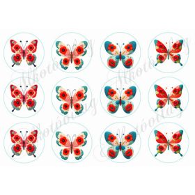 Patchwork pillangók pipcsokkal 6 cm-es körökben