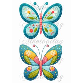 Patchwork pillangók virágokkal 13 cm magas
