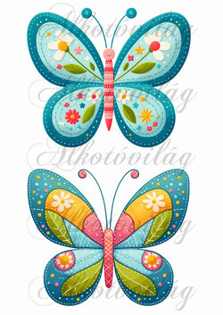 Patchwork pillangók virágokkal 13 cm magas