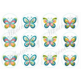 Patchwork pillangók virágokkal 6 cm-es körökben