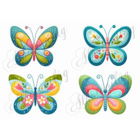 Patchwork pillangók virágokkal 8 cm magas