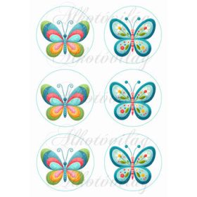 Patchwork pillangók virágokkal 9 cm-es körökben
