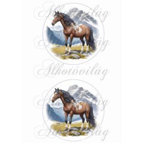 Barna lovak hegyekkel 13 cm-es körökben