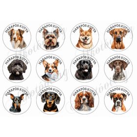 Kutyusok 6 cm-es körökben -HARAPÓS KUTYA FELIRATTAL