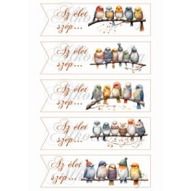   Könyvjelzők cuki ágon ülő kismadarakkal - Az élet szép felirattal -17 x 5 cm