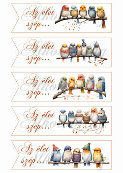 Könyvjelzők cuki ágon ülő kismadarakkal - Az élet szép felirattal -17 x 5 cm